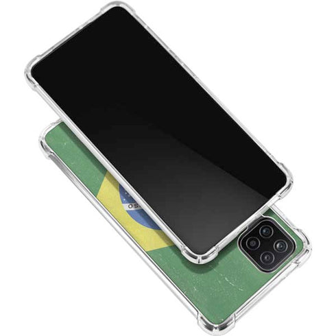 Brazil Flag Distressed Galaxy A12 Clear Case